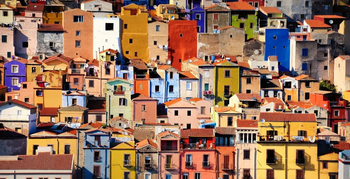 Vibrant houses in Bosa, Sardinia
